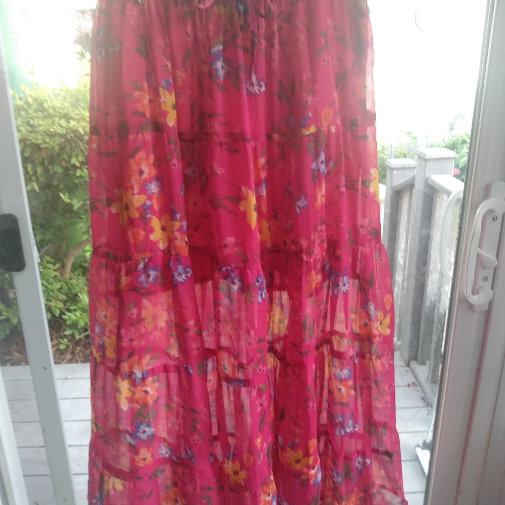 MAMTA Skirt pink with yellow pink orange blue flowers one size